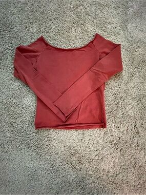Brandy Melville Burnt Orange Long Sleeve Boatneck Top